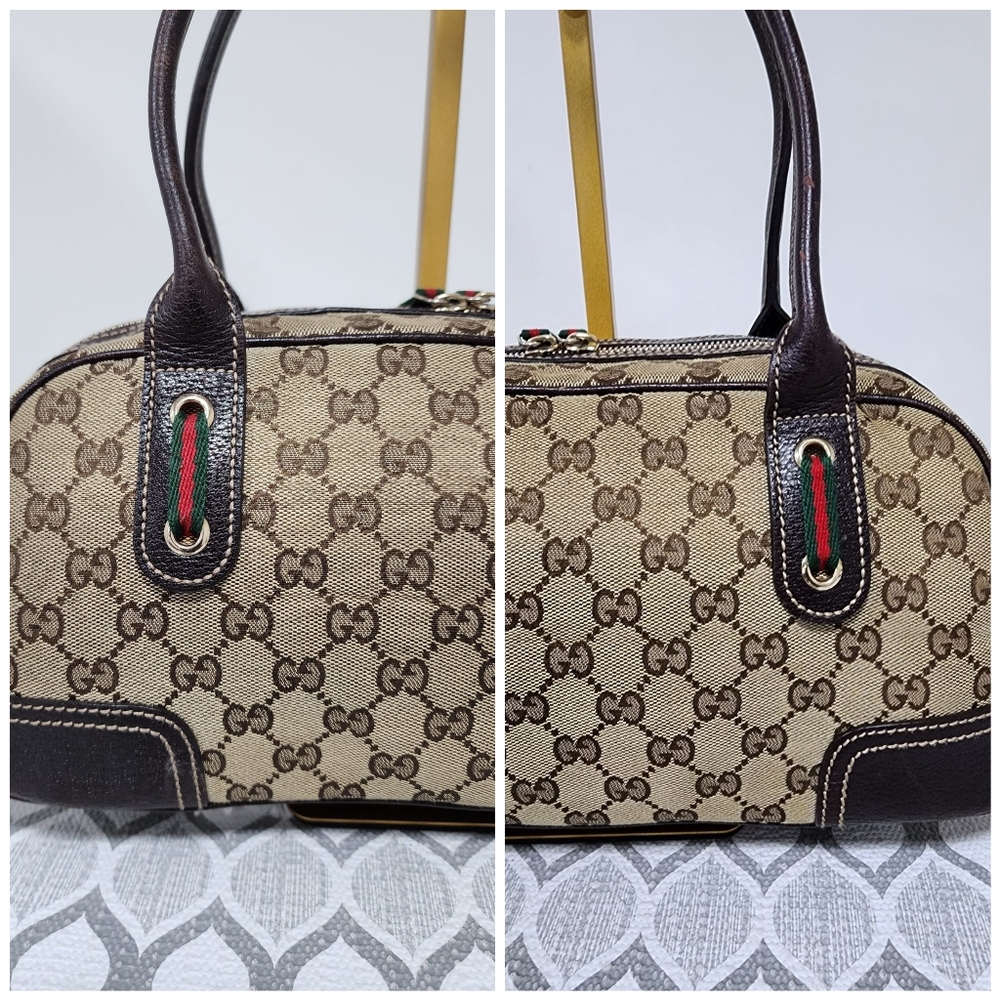 GUCCI Vintage Monogram Small Princy Shoulder Dark Brown/Beige - Picture 8 of 14